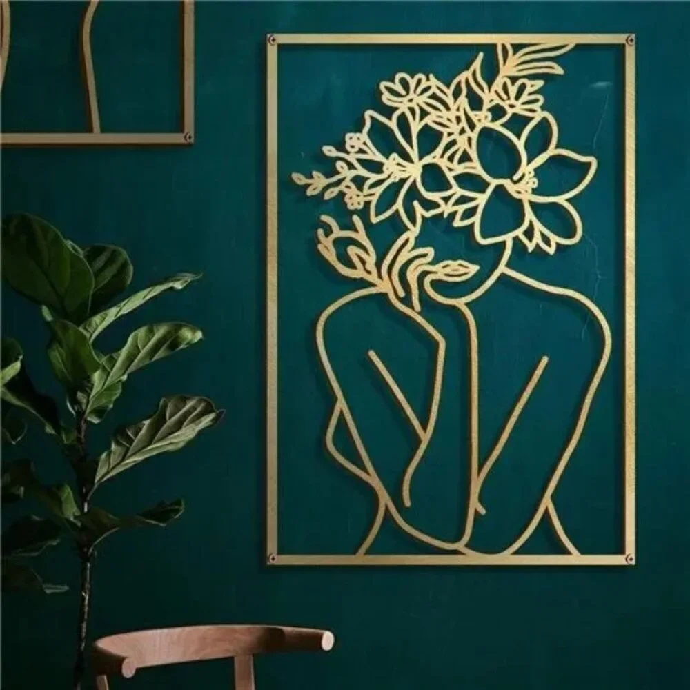 4 Pack Gold Wall Art Décor Minimalist Single Line Art Wall Décor Real Metal
